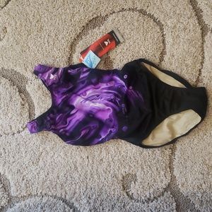 TYR women's size 8 (34s) performance swimsuit, purple and black